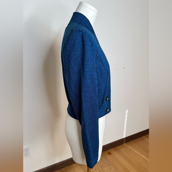 Vintage D' Knit Blue Women's Cropped Cardigan - Picture 4 of 7